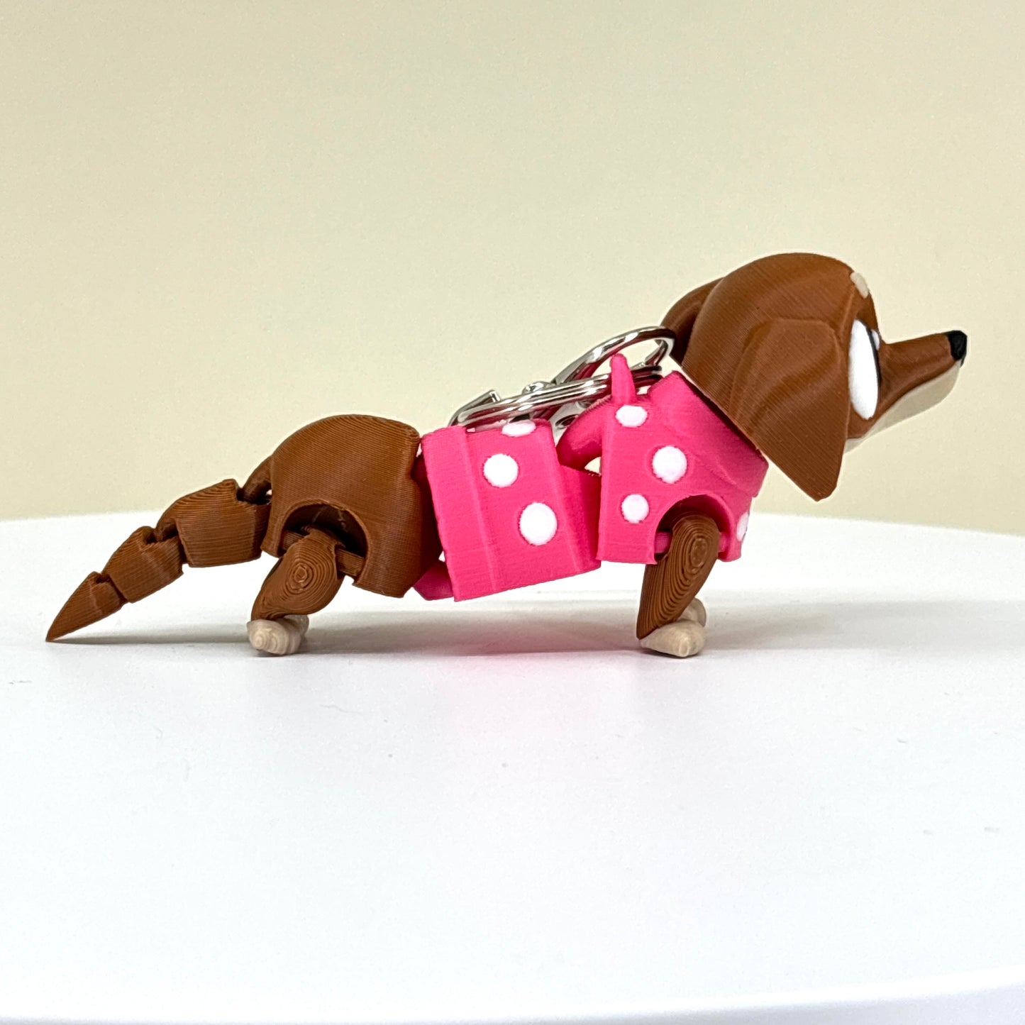 Chibi Dachshund in Sweater Keychain Bag Charm Zipper Pull Kawaii Flexi Fidget Cute Articulating 3D