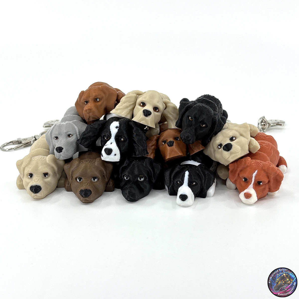 Sporting Group Dog Keychain Zipper Pull Flexi Fidget Cute Puppy Articulating 3D
