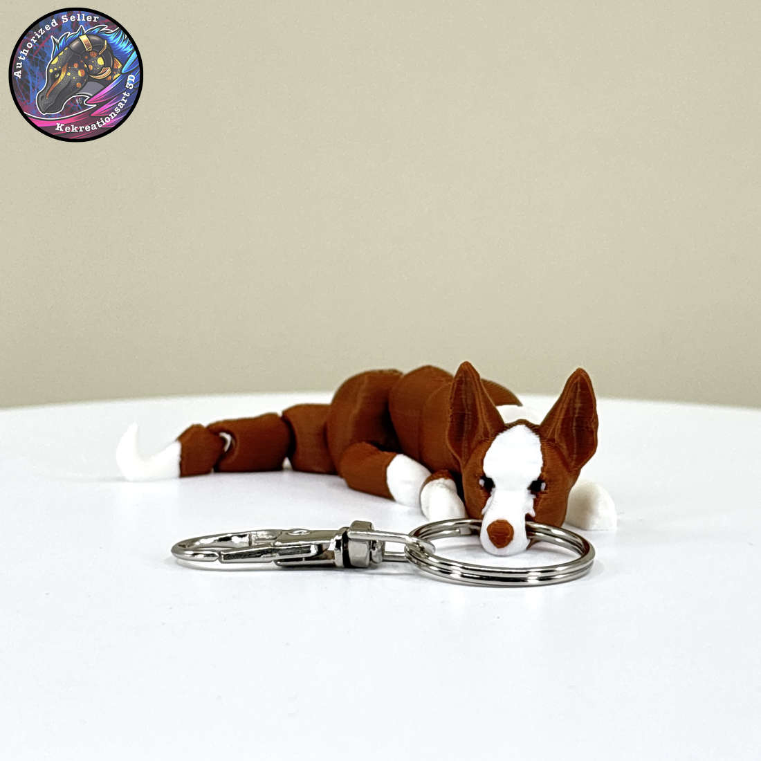 Hound Group Dog Keychain Zipper Pull Flexi Fidget Cute Puppy Articulating 3D
