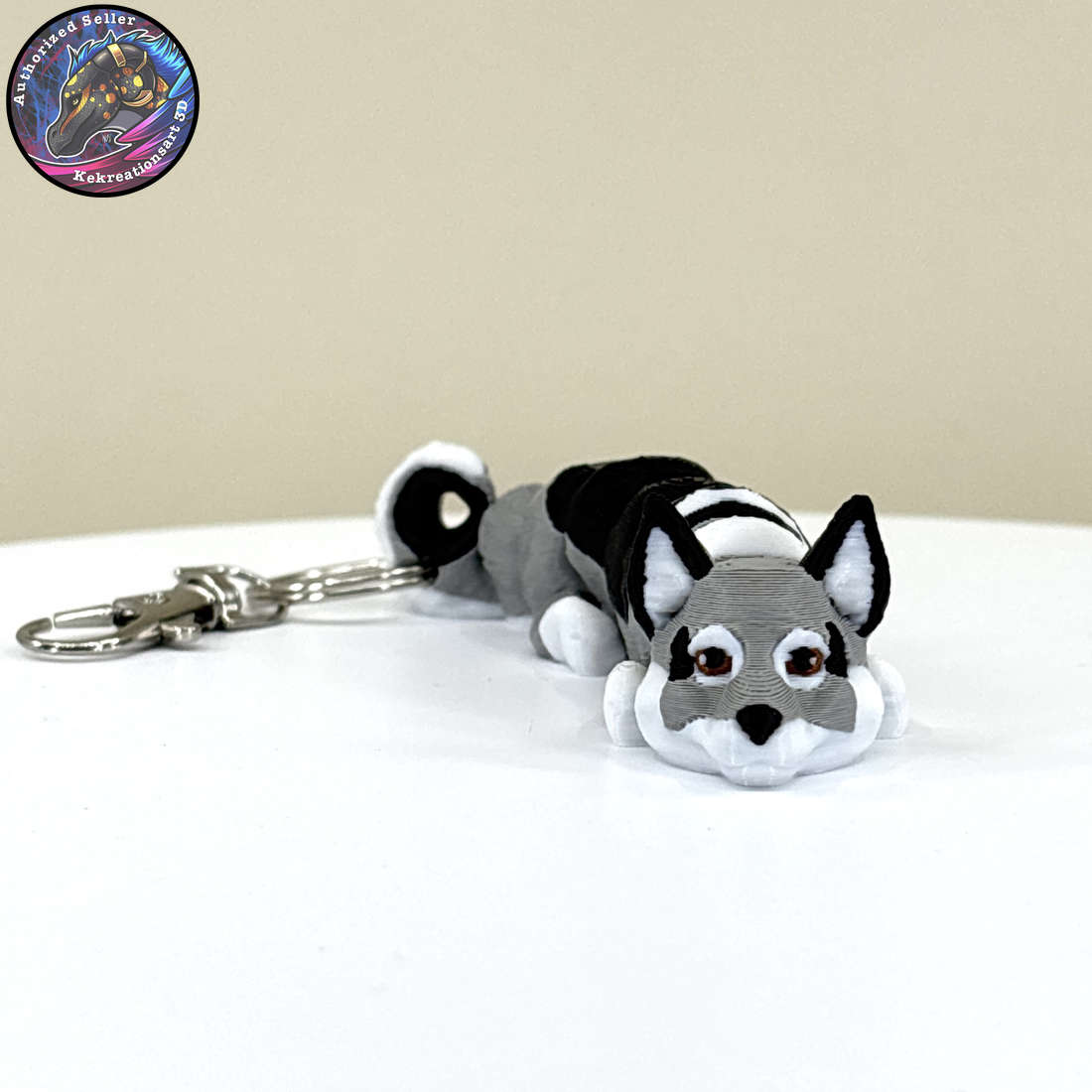 Herding Group Dog Keychain Zipper Pull Flexi Fidget Cute Puppy Articulating 3D