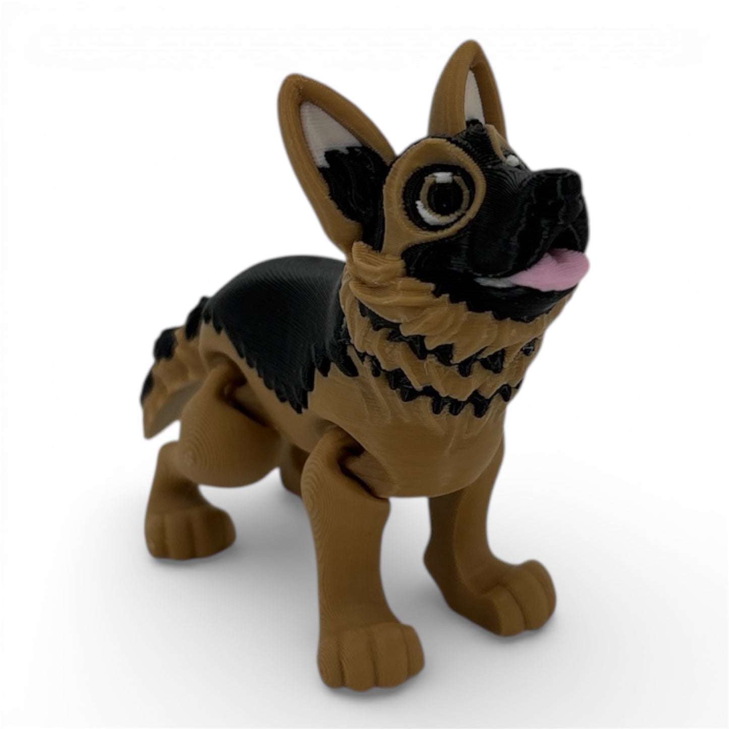 German Shepherd dog flexi  with a black and brown color scheme on a white background