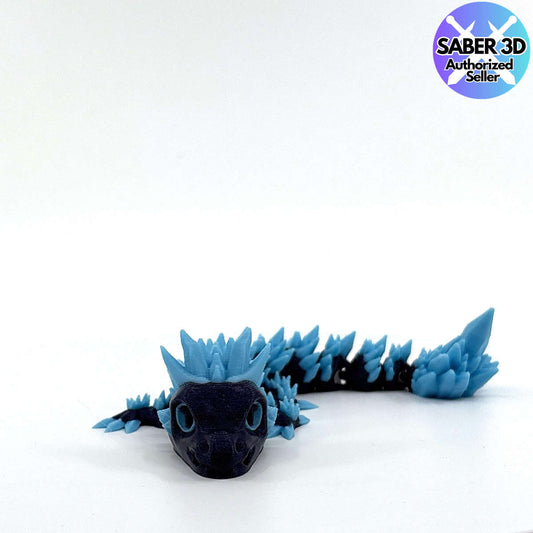 Glow-in-the-Dark Baby Crystal Dragon Keychain Bag Charm Zipper Pull Flexi Fidget Articulating 3D