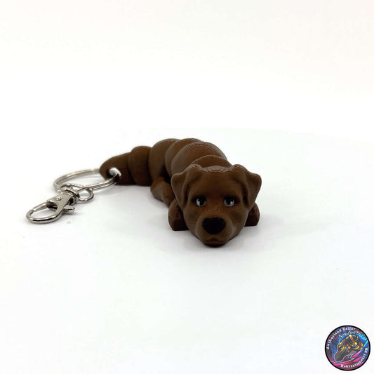 Chocolate Labrador Retriever Dog Keychain Zipper Pull Flexi Fidget Cute Puppy Articulating 3D