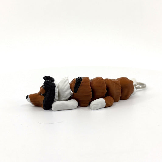Rough Collie Dog Keychain Zipper Pull Flexi Fidget Cute Puppy Articulating 3D