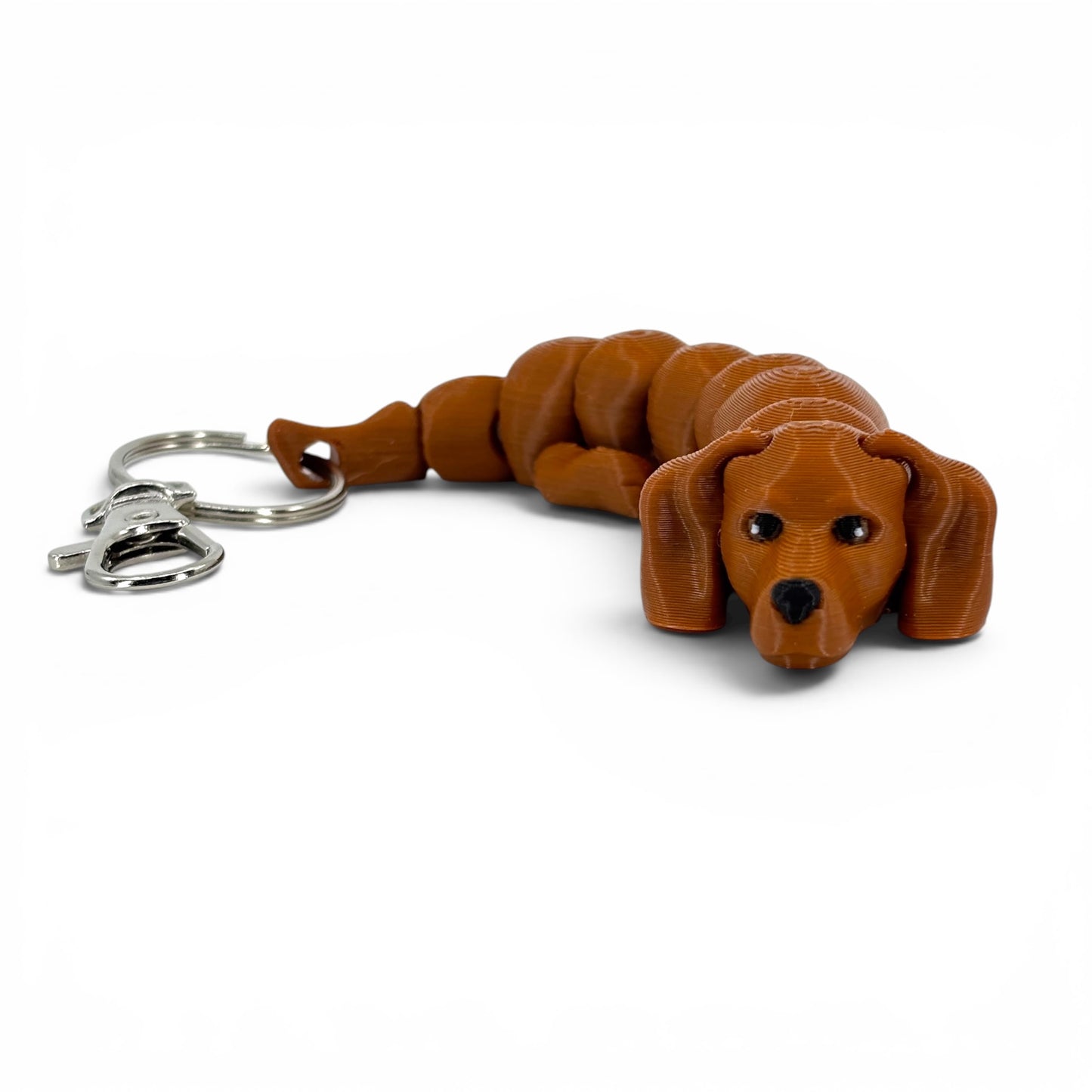 Front view of red dachshund keychain