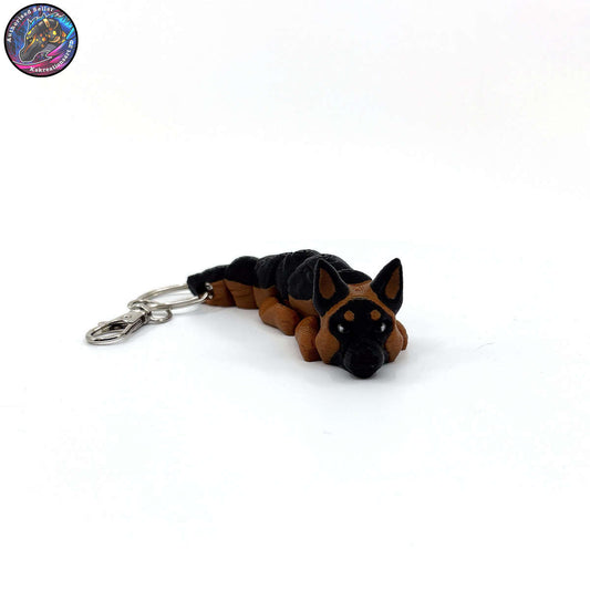 German Shepherd Dog Keychain Zipper Pull Flexi Fidget Cute Puppy Articulating 3D GSD