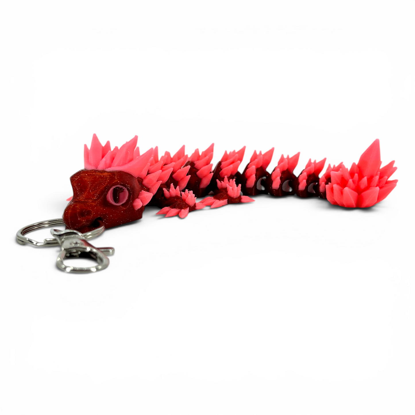 red crystal dragon keychain on white background