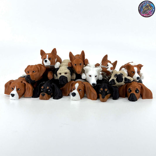 Hound Group Dog Keychain Zipper Pull Flexi Fidget Cute Puppy Articulating 3D