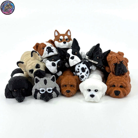 Non-Sporting Group Dog Keychain Zipper Pull Flexi Fidget Cute Puppy Articulating 3D