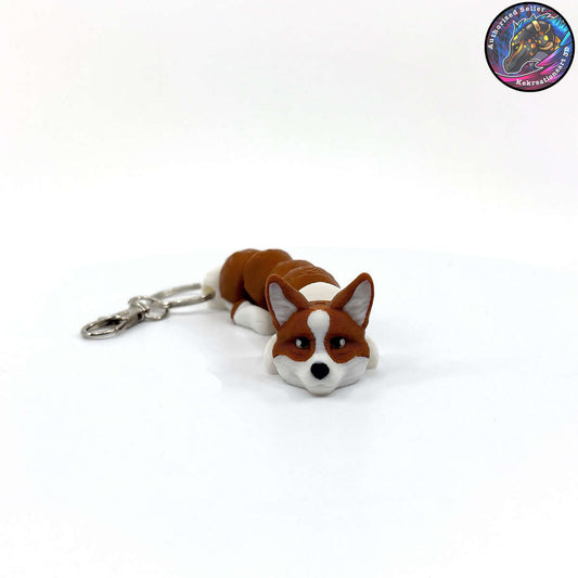 Pembroke Corgi Dog Keychain Zipper Pull Flexi Fidget Cute Puppy Articulating 3D