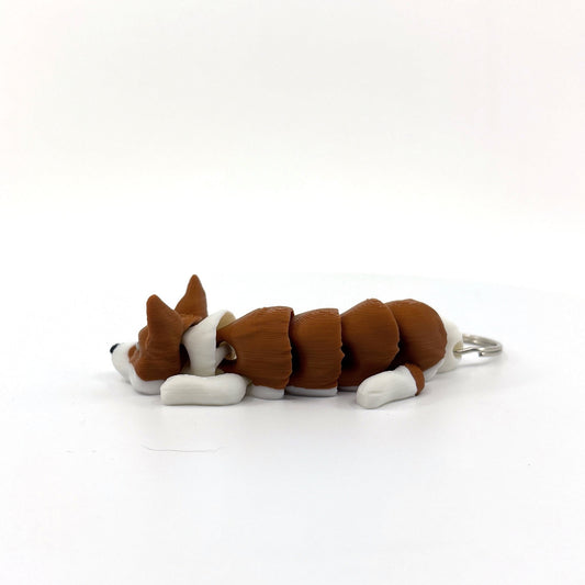 Pembroke Corgi Dog Keychain Zipper Pull Flexi Fidget Cute Puppy Articulating 3D