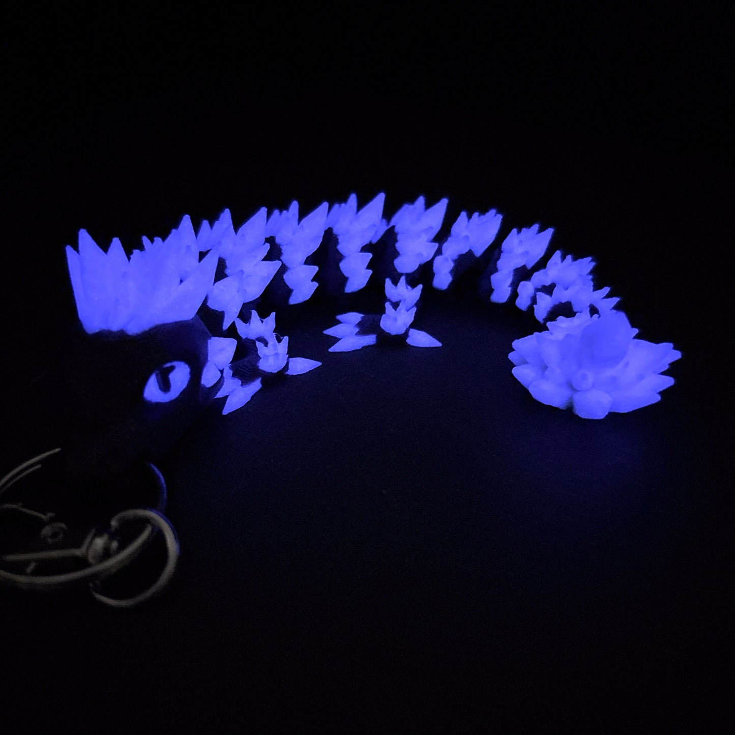 Glow-in-the-Dark Baby Crystal Dragon Keychain Bag Charm Zipper Pull Flexi Fidget Articulating 3D