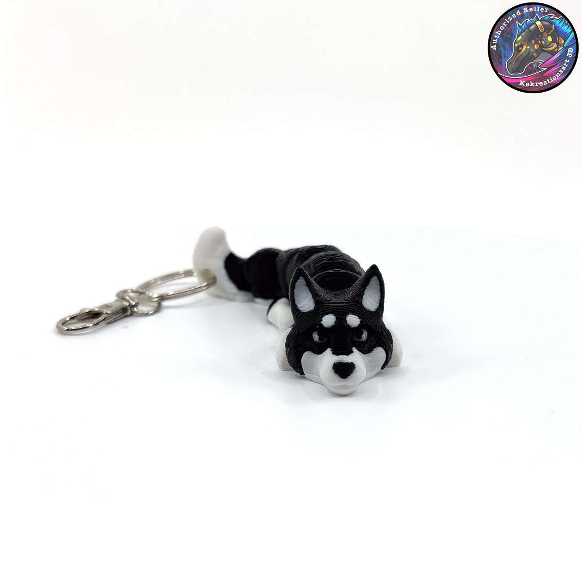 Working Group Dog Keychain Zipper Pull Flexi Fidget Cute Puppy Articulating 3D