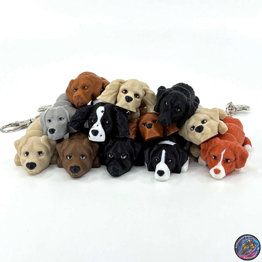 Sporting Group Dog Keychain Zipper Pull Flexi Fidget Cute Puppy Articulating 3D