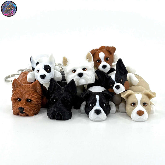 Terrier Group Dog Keychain Zipper Pull Flexi Fidget Cute Puppy Articulating 3D