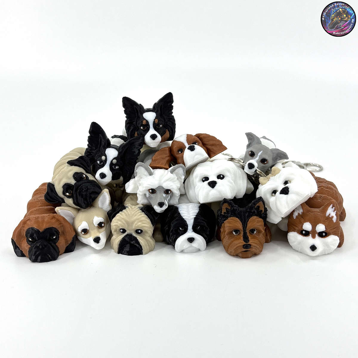 Toy Group Dog Keychain Zipper Pull Flexi Fidget Cute Puppy Articulating 3D