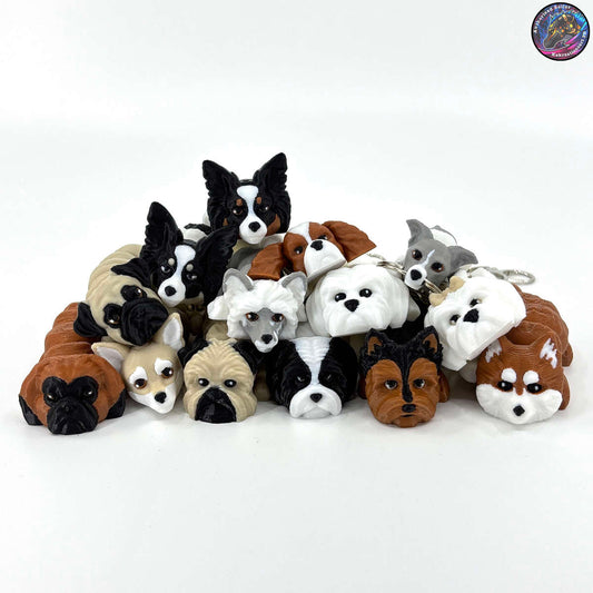 Toy Group Dog Keychain Zipper Pull Flexi Fidget Cute Puppy Articulating 3D