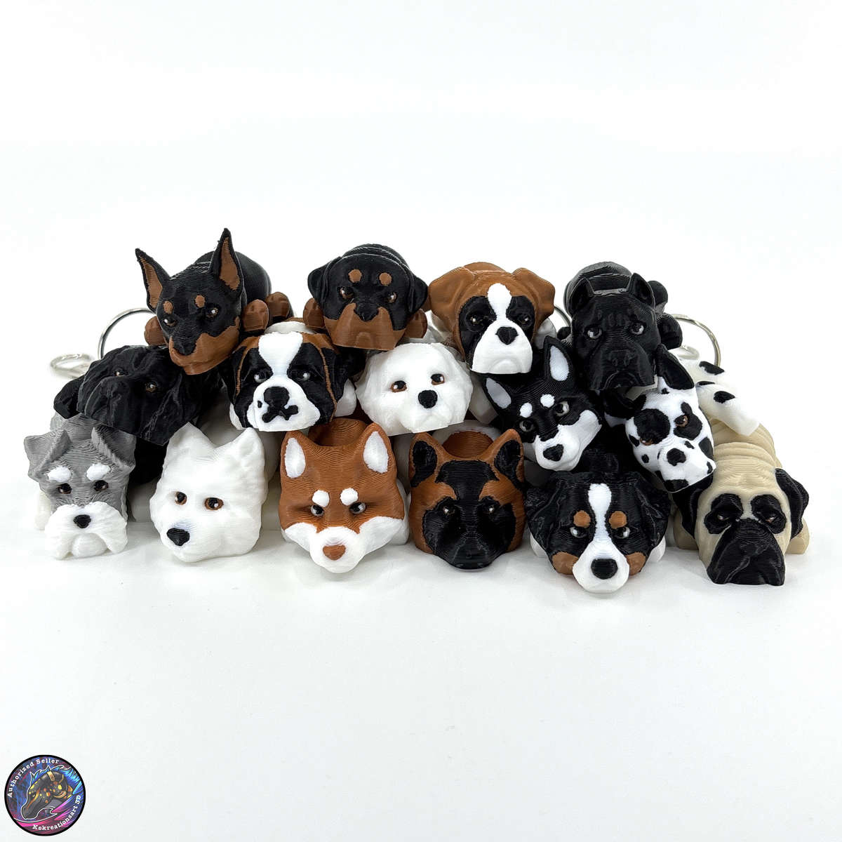 Working Group Dog Keychain Zipper Pull Flexi Fidget Cute Puppy Articulating 3D