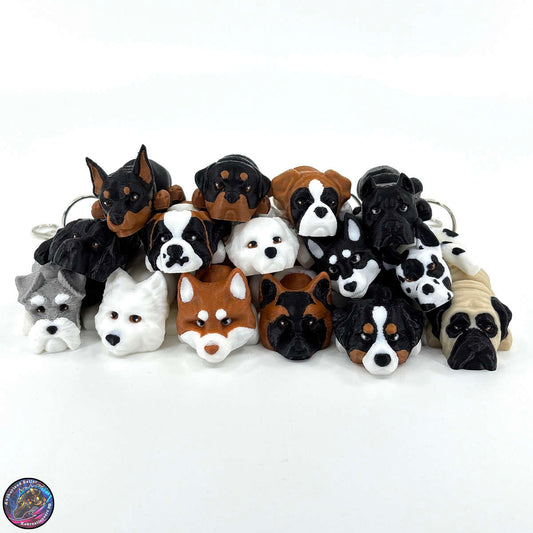 Working Group Dog Keychain Zipper Pull Flexi Fidget Cute Puppy Articulating 3D