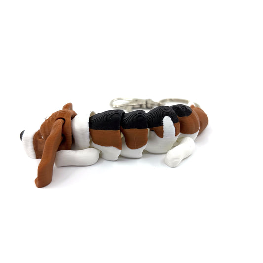 Basset Hound Dog Keychain Zipper Pull Flexi Fidget Cute Puppy Articulating 3D