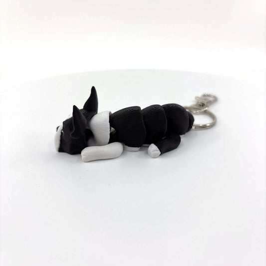 Boston Terrier Dog Keychain Zipper Pull Flexi Fidget Cute Puppy Articulating 3D