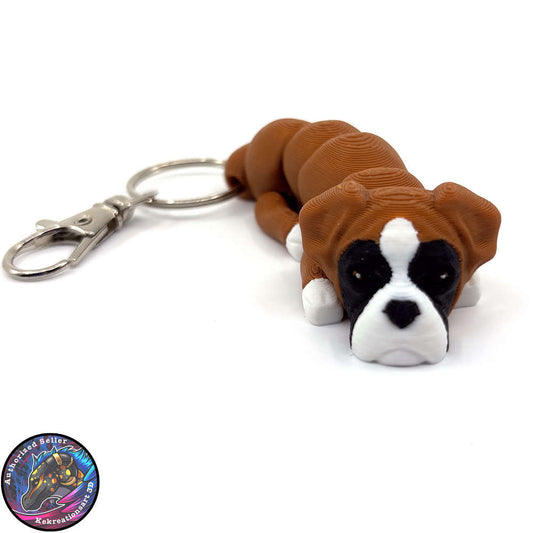 Boxer Dog Keychain Zipper Pull Flexi Fidget Cute Puppy Articulating 3D