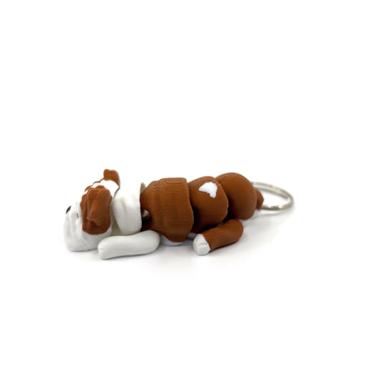 Bulldog Dog Keychain Zipper Pull Flexi Fidget Cute Puppy Articulating 3D