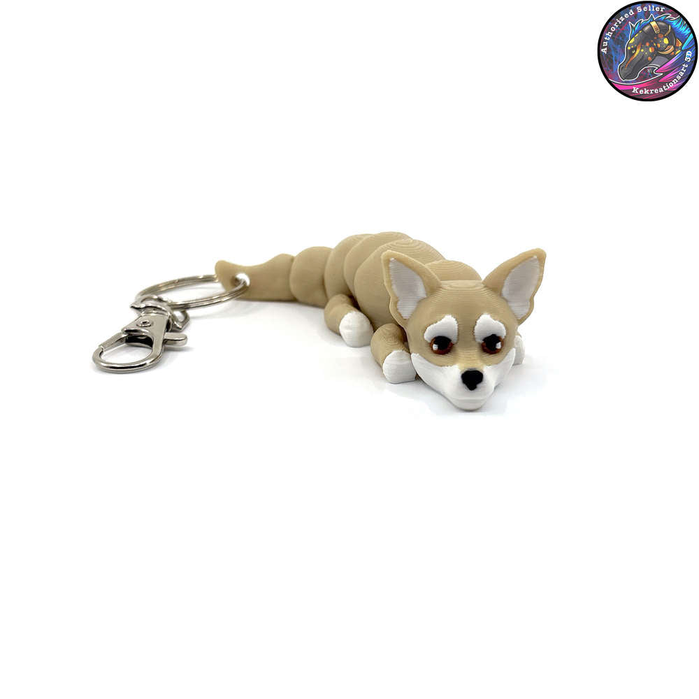 Toy Group Dog Keychain Zipper Pull Flexi Fidget Cute Puppy Articulating 3D