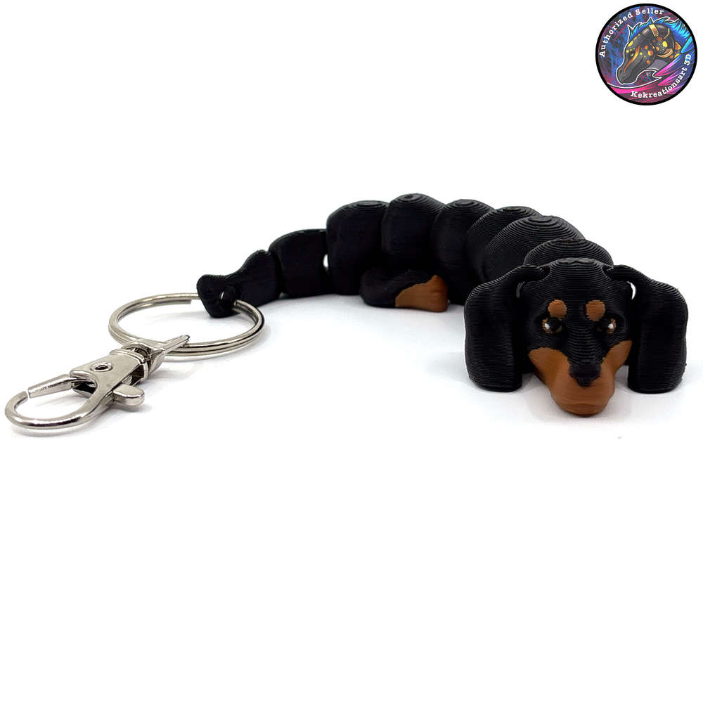 Hound Group Dog Keychain Zipper Pull Flexi Fidget Cute Puppy Articulating 3D