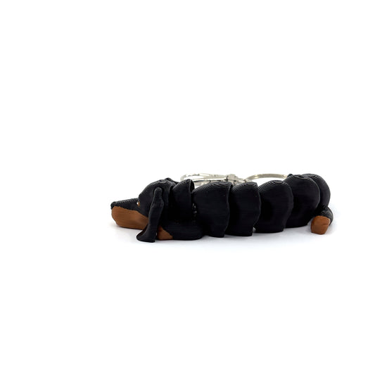 Dachshund Black & Tan Dog Keychain Zipper Pull Flexi Fidget Cute Puppy Articulating 3D