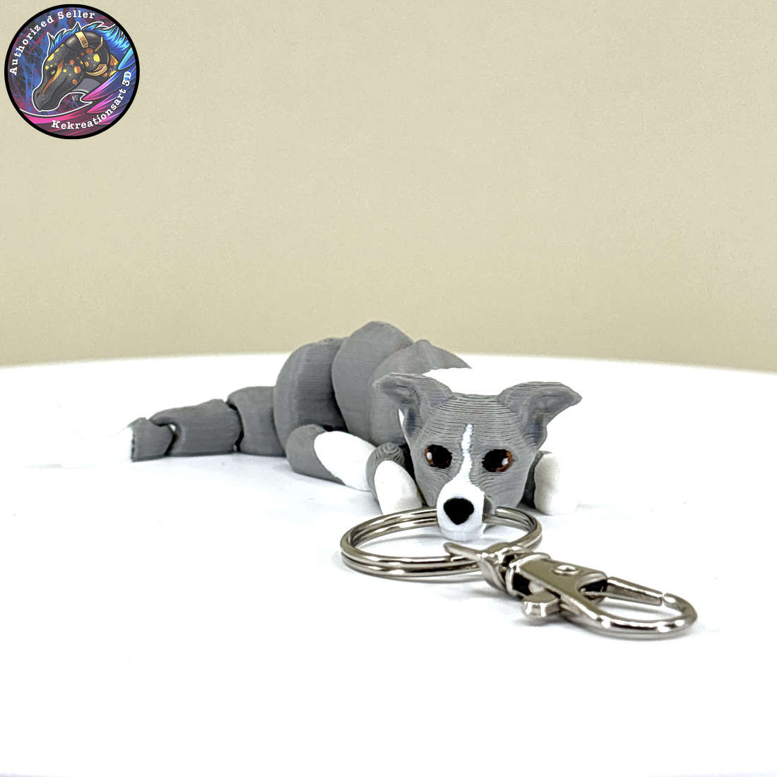 Toy Group Dog Keychain Zipper Pull Flexi Fidget Cute Puppy Articulating 3D