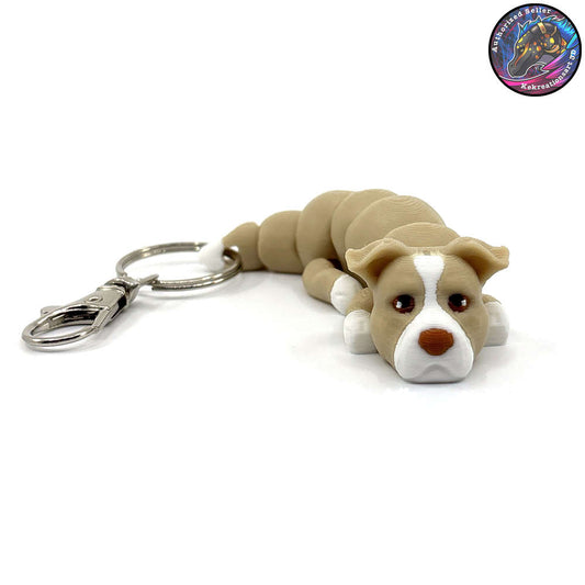 Pitbull Dog Keychain Zipper Pull Flexi Fidget Cute Puppy Articulating 3D