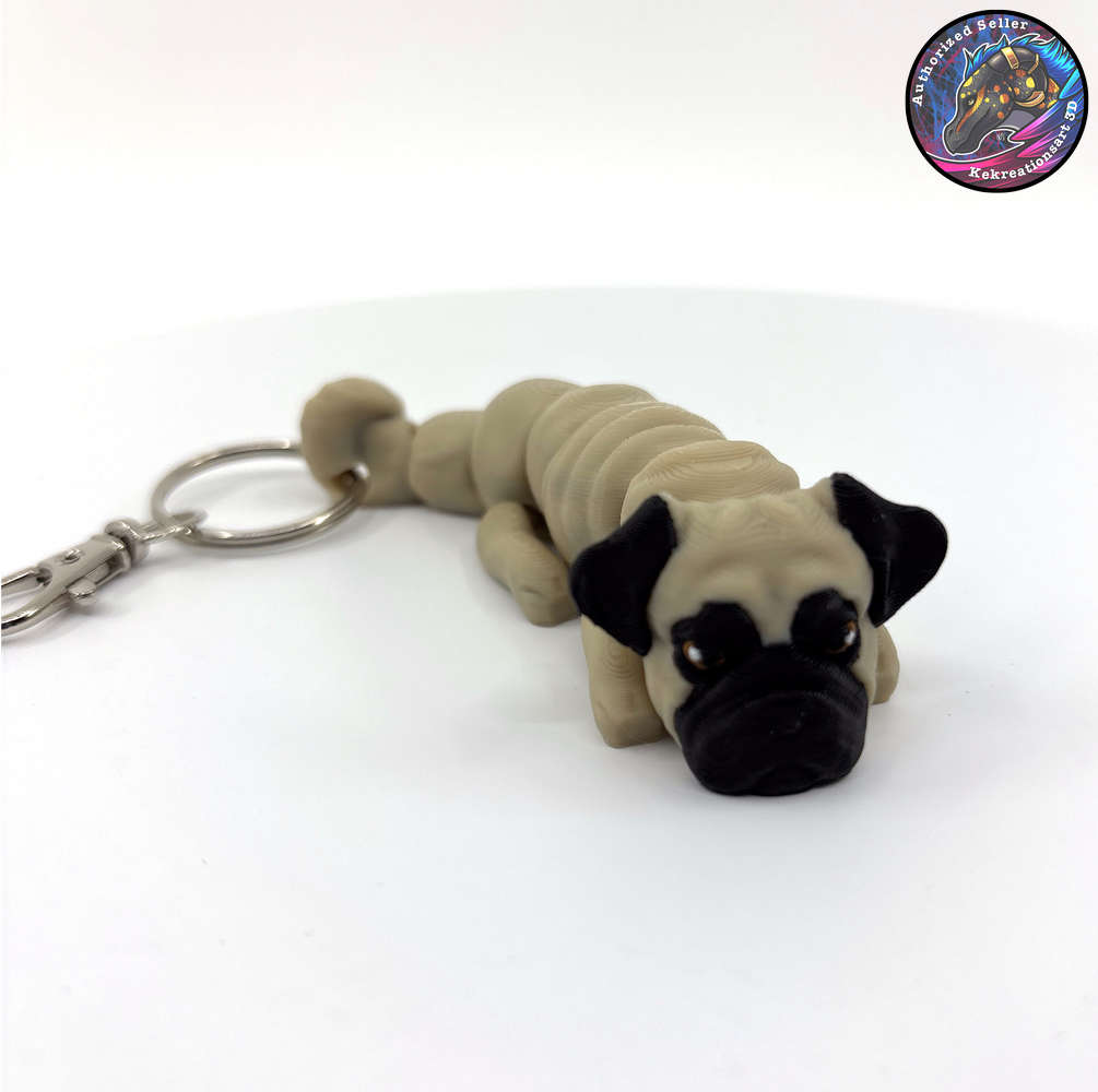 Toy Group Dog Keychain Zipper Pull Flexi Fidget Cute Puppy Articulating 3D